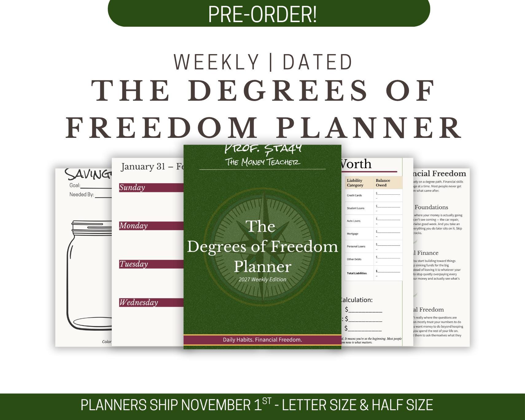 PREORDER: 2027 Degrees of Freedom Weekly Planner | Budget, Goals, Meal Planning & Scheduling